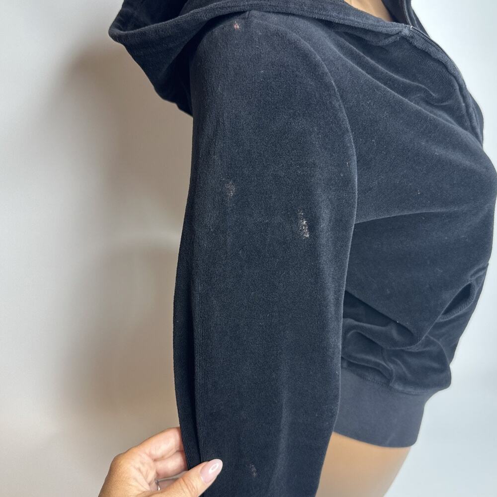 Juicy Couture Y2K Womens Zip Up Velour Jacket Hoodie Size L Made in USA Vintage - Picture 9 of 11